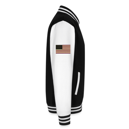 Just Hoods Heavyweight Letterman Jacket - black/white